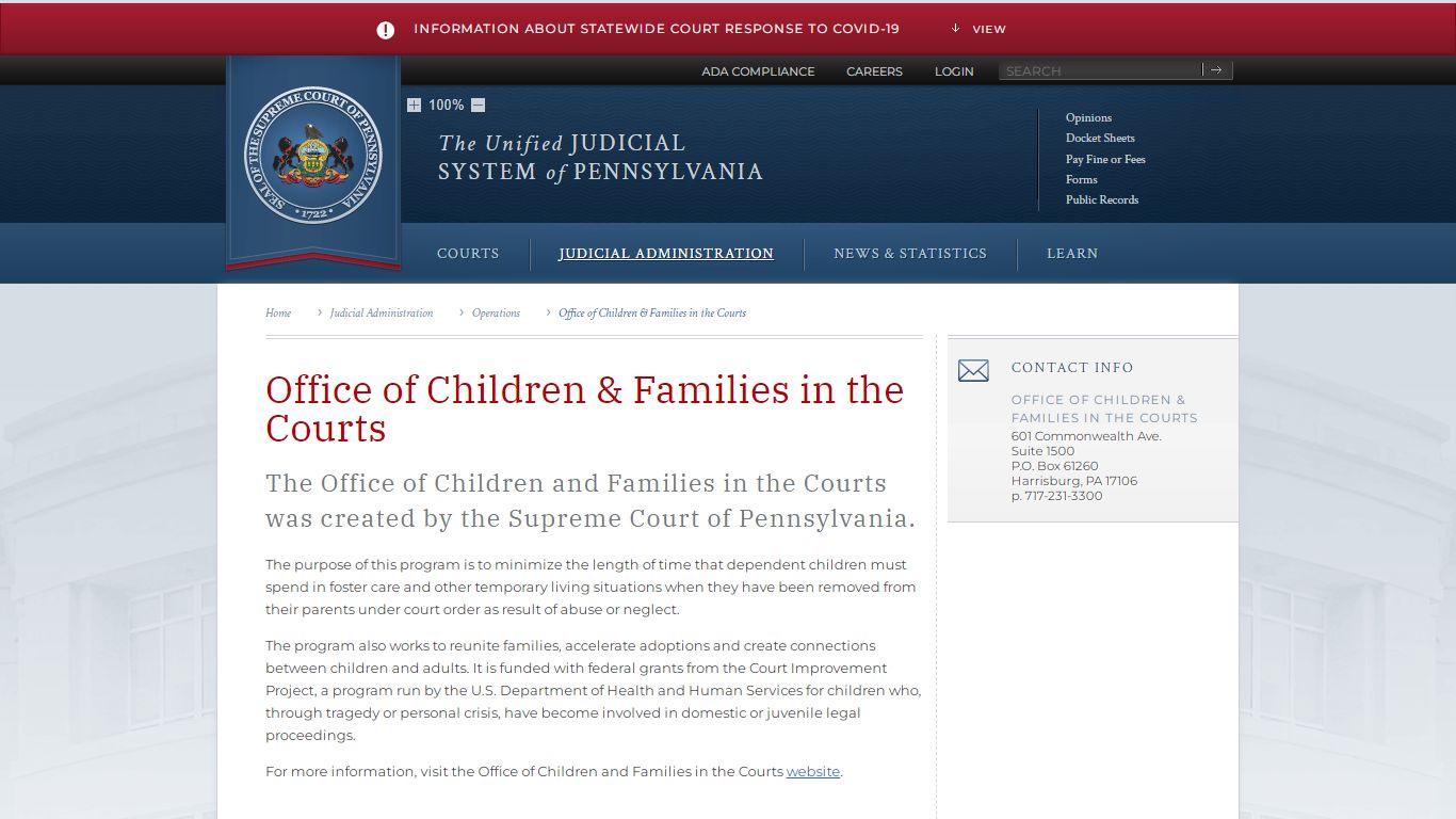 Office of Children & Families in the Courts - Judiciary of Pennsylvania